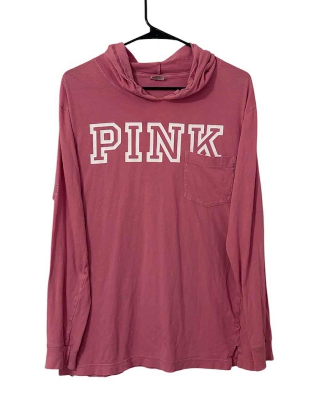 PINK Logo Campus Pocket Hooded Long Sleeve